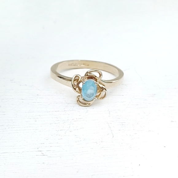 14K GE ESPO (Joseph Esposito) Gold Aquamarine Ring - Picture 2 of 9